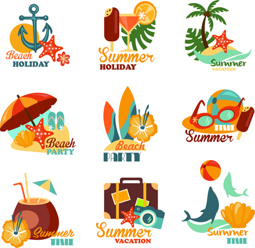 Summer beach holiday labels vintage vector 01 vintage summer labels holiday   