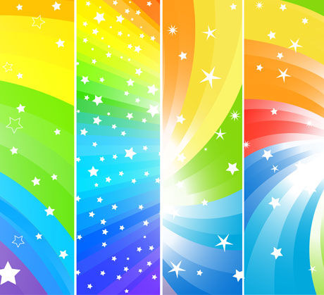 Colorful lines background vector material Vector background material stars shining rainbow colorful lines color   