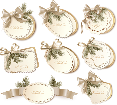 Exquisite ribbon bow gift cards vector set 21 ribbon gift cards gift card gift exquisite cards card bow   