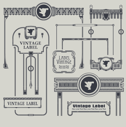 Vintage label and border elements vector 02 vintage label border   