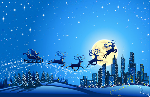 Beautiful Christmas Night winter vector background 03 Vector Background night christmas beautiful background   