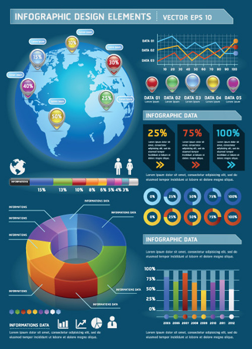 Set of Year Infographic and diagram vector material 08 year material infographic diagram   