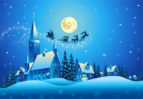 Beautiful Christmas Night winter vector background 02 Vector Background night christmas beautiful background   