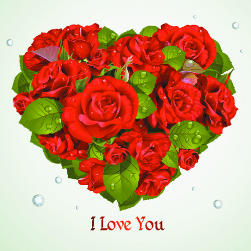 Roses with Valentine Day Cards vector graphics 05 Valentine day Valentine rose cards card   