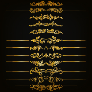 Golden floral borders vector material golden floral borders   