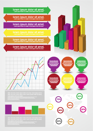 Infographic desing elements with banner vector material 03 material infographic elements banner   