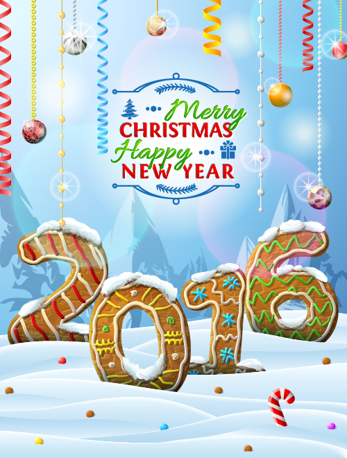 Creative 2016 christmas with new year vector design 05 new year christmas 2016   