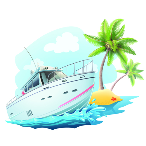 Yacht and travel background vector image yacht travel background vector background   