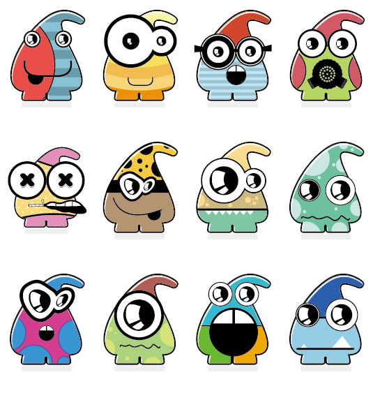 Vector of Funny cartoon monsters 04 monsters funny cartoon   