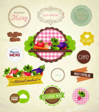 Fresh food labels design vector 03 labels label fresh food label food elements element design elements   