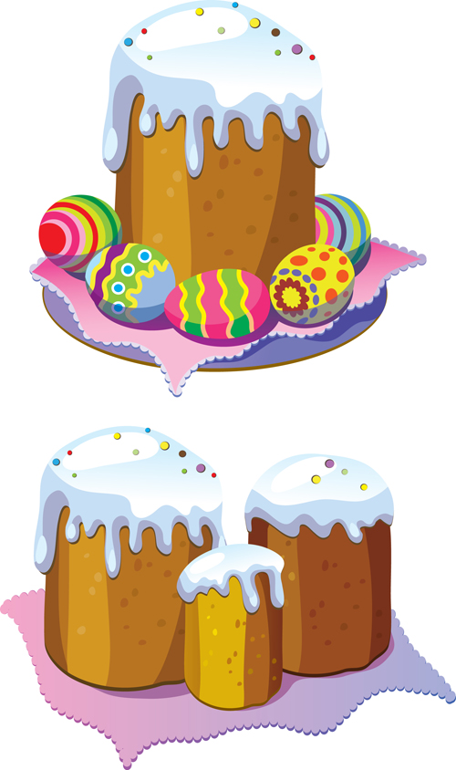 Cute easter cake vector design graphics 06 easter cute cake   