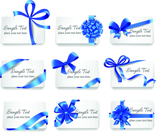 Exquisite ribbon bow gift cards vector set 08 ribbon gift cards gift card exquisite bow   