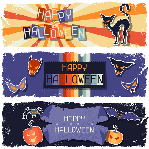 Funny Halloween vector banner 01 halloween funny banner   