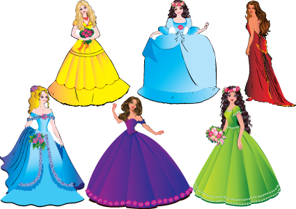 Different Princess design elements vector graphic 04 princess elements element different   