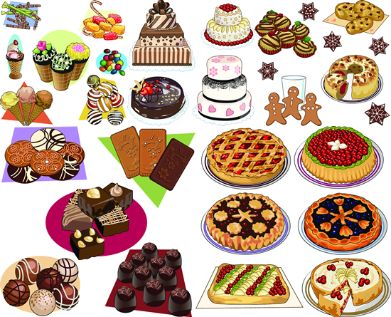 Western dessert cake vector Western dessert pastry food vector   