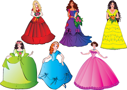 Different Princess design elements vector graphic 01 princess elements element different   