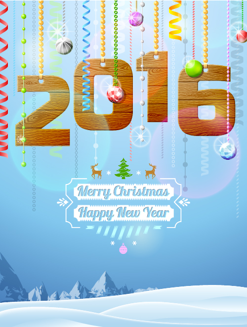 Creative 2016 christmas with new year vector design 07 new year christmas 2016   