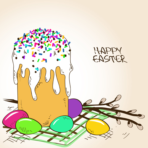 Cute easter cake vector design graphics 04 easter cute cake   