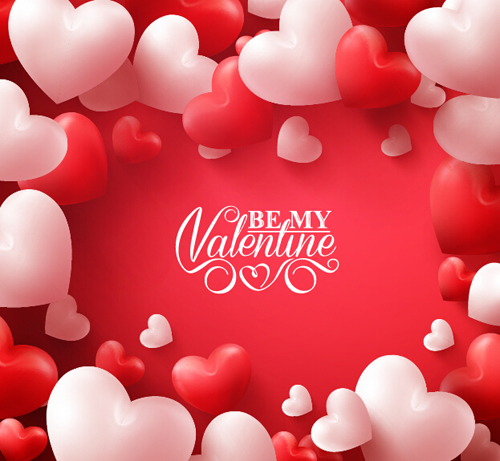 Happy Valentines day text with heart balloons vector 10 valentines text heart happy day balloons   