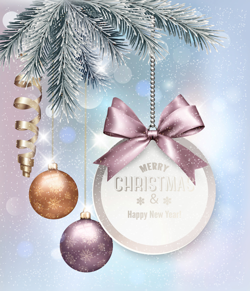 Christmas baubles with decor cards vector 01 decor christmas cards baubles   