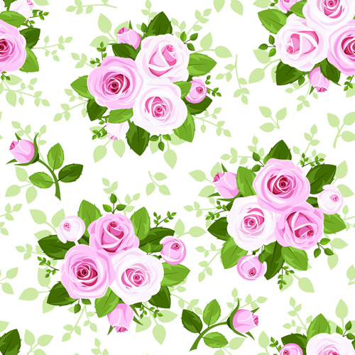 Vintage roses vector seamless pattern 01 47288 vintage seamless rose pattern   