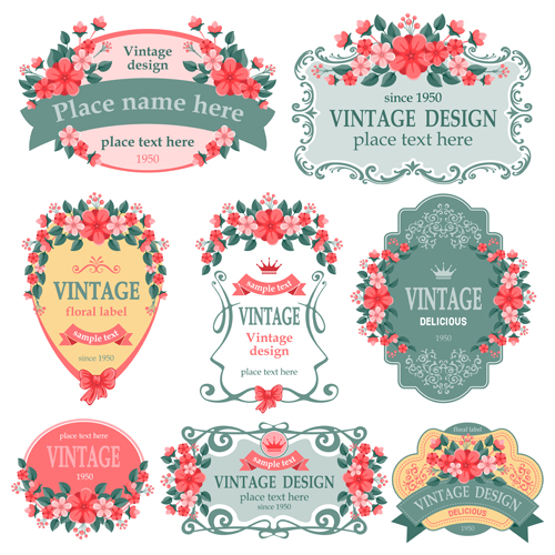 Vintage floral labels vector graphics vintage labels floral   