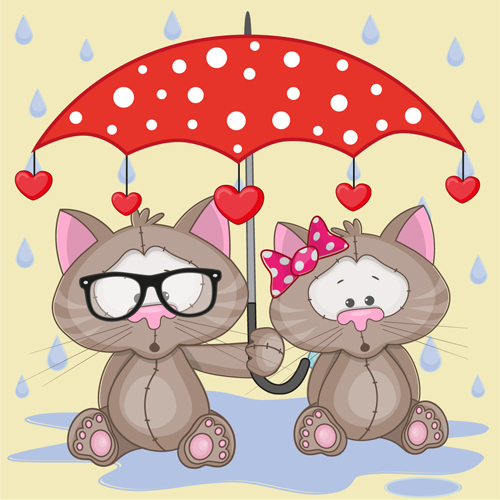 Cute animals and umbrella cartoon vector 02 umbrella cute animals cartoon   