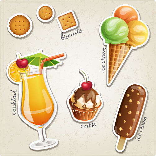 Fresh fruit and ice cream vector set 04 ice cream ice fruit fresh cream   