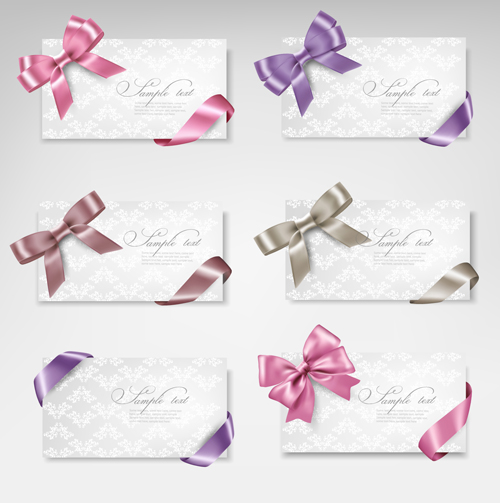 Exquisite ribbon bow gift cards vector set 28 ribbon gift cards gift card gift exquisite cards card bow   