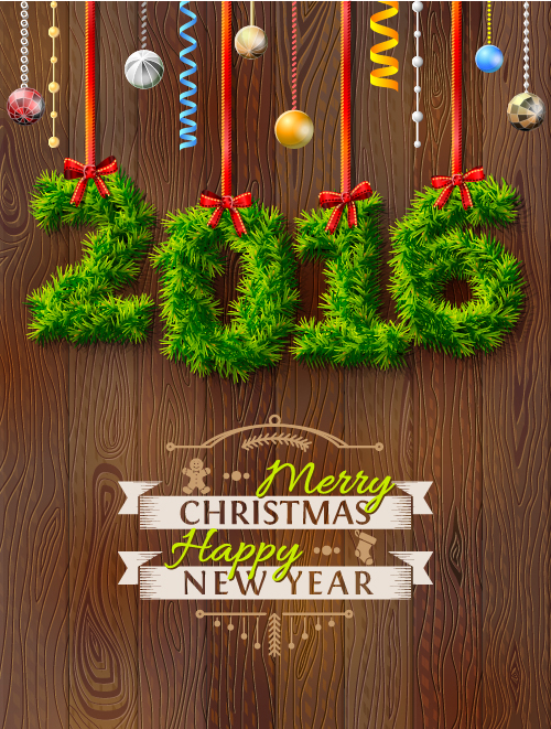 Creative 2016 christmas with new year vector design 04 new year christmas 2016   