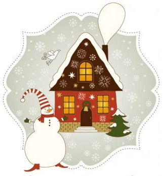 Christmas house greeting card vector house greeting christmas card   