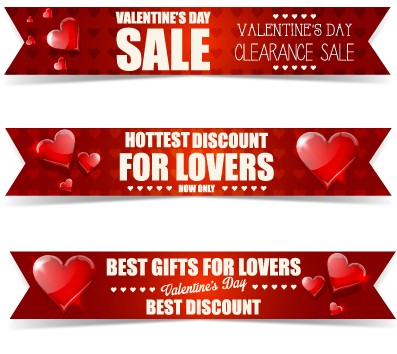 Valentine Day big sale vector banners set 02 Valentine day Valentine sale banners banner   