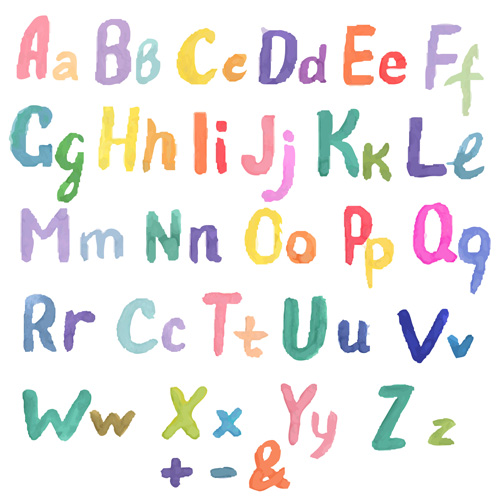 Watercolor alphabet letter with numebrs vector 10 watercolor numebrs letter alphabet   