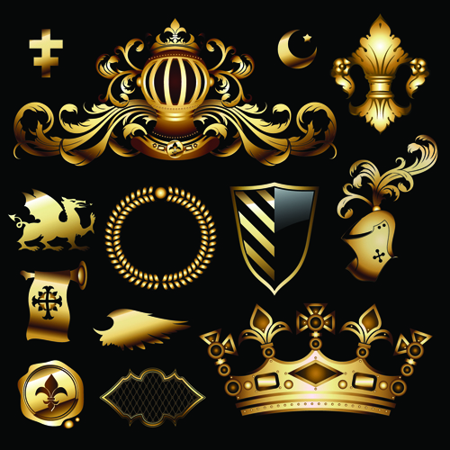 luxurious Golden Heraldic with ornaments Vector 02 ornaments ornament luxurious golden   