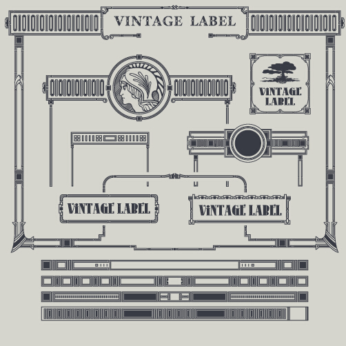 Vintage label and border elements vector 05 vintage label border   