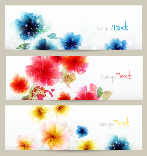 Shiny flower banner vector 01 shiny flower banner   