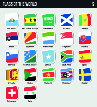World flags stickers design vector set 12 world stickers sticker flags   