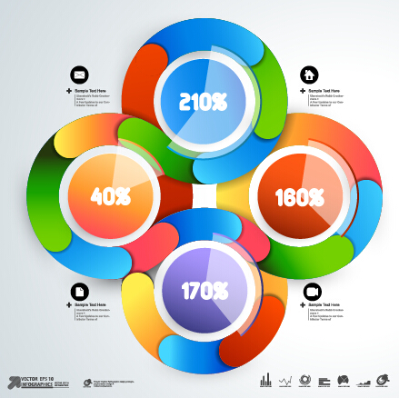 Round colored infographics and diagram vector template 05 template infographics diagram design colored   