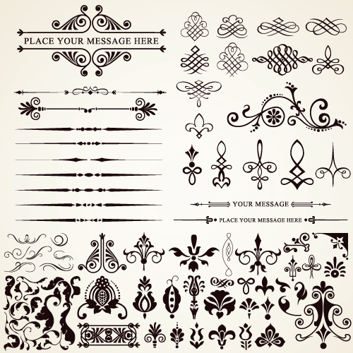 Ornaments elements vector border graphic 04 Retro font ornaments ornament elements element border   