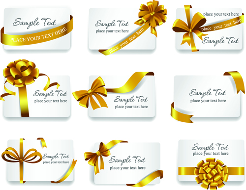 Exquisite ribbon bow gift cards vector set 07 ribbon gift cards exquisite card bow   