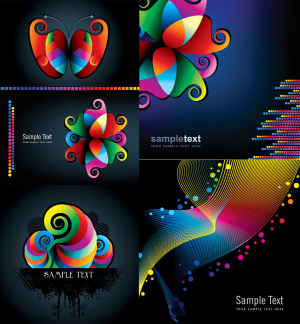Abstract colored graphics background vector Graphic dynamic lines curve colorful butterfly be riotous with colour   