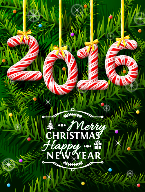 Creative 2016 christmas with new year vector design 06 new year christmas 2016   