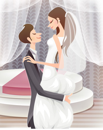 Sweet wedding set 73 vector South Korean material Shirasa Fu sweet marriage vector men and women marriage life couples   