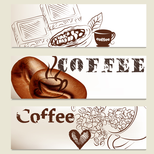 Hand drawn coffee banner elements vector 02 hand drawn coffee banner   