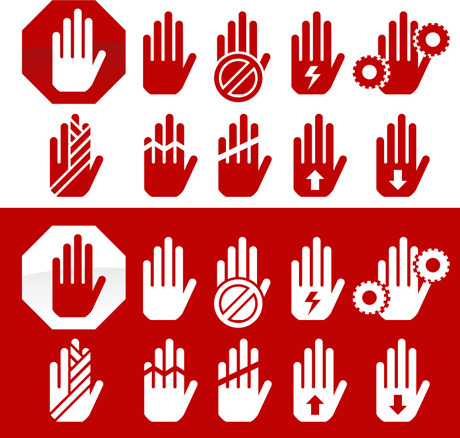 Hand warning icon vector warning icon hand   