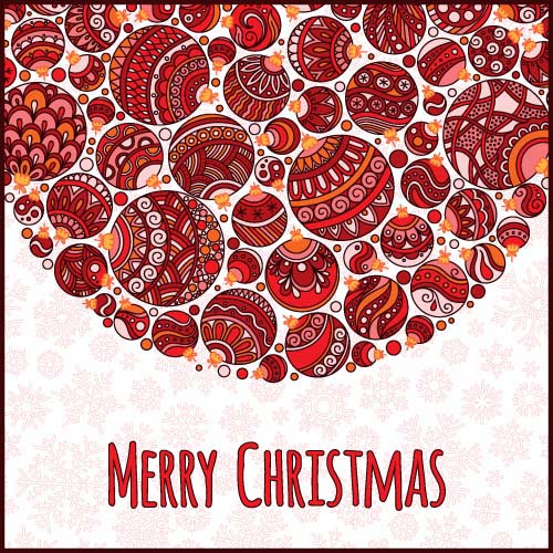 Floral christmas balls with greeting cards vector 04 greeting floral christmas cards balls   