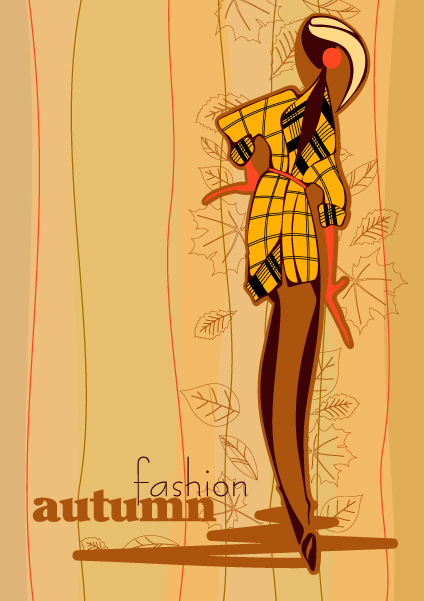 Hand drawn autumn Fashion girl design vector 01 hand-draw hand drawn girl fashion autumn   