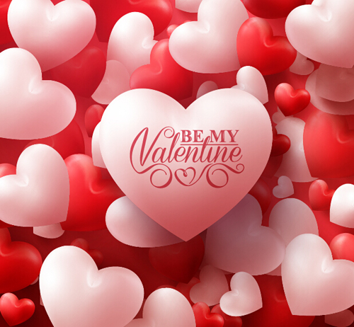 Happy Valentines day text with heart balloons vector 14 valentines text heart happy day balloons   