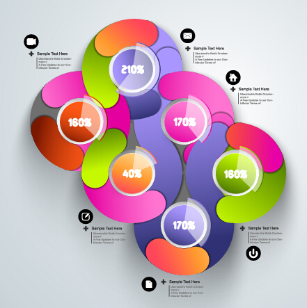 Round colored infographics and diagram vector template 03 template round infographics diagram colored   