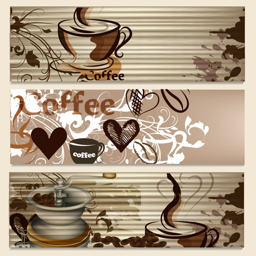 Hand drawn coffee banner elements vector 01 hand drawn elements coffee banner   